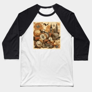 Retro Journey: Vintage Travel Elegance Baseball T-Shirt